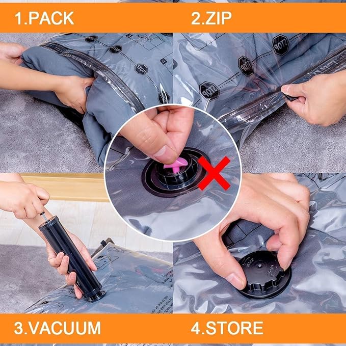 GONGSHI Vacuum Seal Bags for Clothing Travel & Home Storage, Travel Vacuum Bags with Electric Pump,Space Saver for Blankets, Comforters, Pillows, Clothes,10 Small