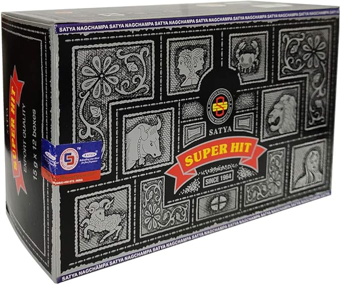 Super Hit Incense Sticks 15g x 12 and Incense Stick Holder Bundle Insence Insense Satya