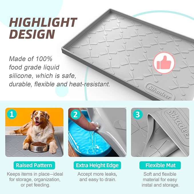 SIKADEER 25" x 22" Under Sink Mat Waterproof, Silicone Mat Kitchen Drawer Shelf and Cabinet Liner, Sink Protector for Kitchen Organizers and Storage, Boot Tray Pet Food Mats