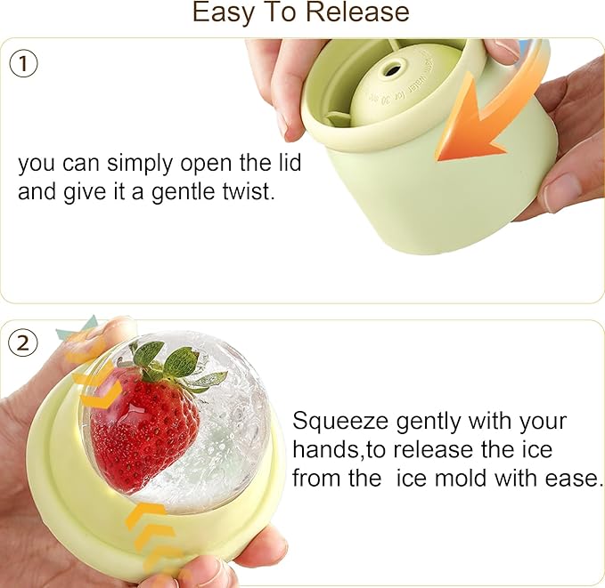 Round Ice Cube Molds Set of 4,Make 2.4 Inch Spherelce ice for Whiskey, Cocktails and Drinks.ice cubes trays for freezer,Stackable Easy Release Ice Cube tray, Spherical Ice Makers,2 Colours