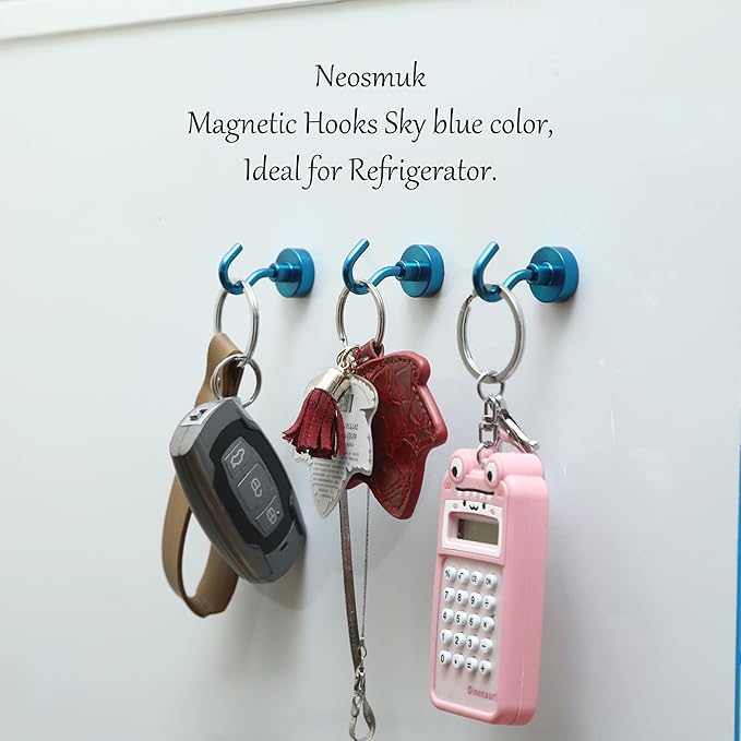 Neosmuk Magnetic Hooks, Cruise Ship Essentials, 32lb+ Heavy Duty Magnetic Hooks for Cruise Cabins, Refrigerator, Grill, Hanging, and Travel | Extra Strong Must-Haves Magnet Hook,RoyalBlue