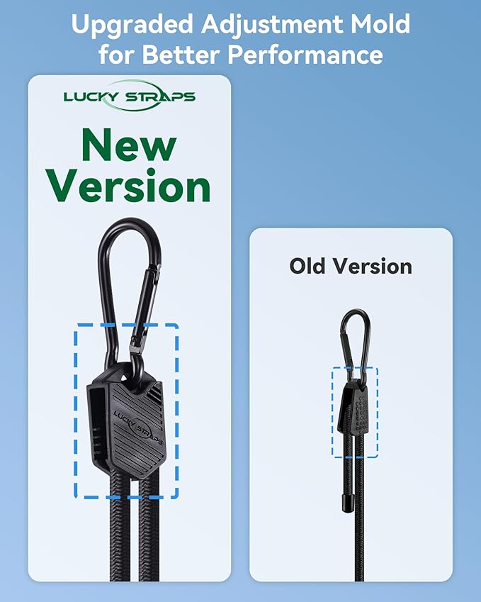 8 Pcs 36" 48" 60" Adjustable Carabiner Bungee Cords Assorted Sizes with Hooks, Easy to Adjust The Length, Black Bungee Straps with Upgraded Design & Superior Elasticity for Cargo, Luggage, etc