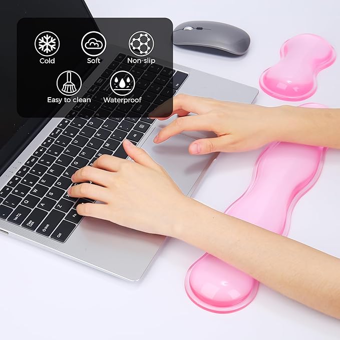 ABRONDA Gel Wrist Rest for Keyboard and Mouse, Wrist Rest for Keyboard, Mouse Wrist Support, Pain Relief, Cool Touch, Non-Skid, Keyboard Wrist pad