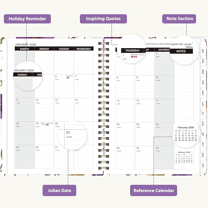 2026 Planner, Weekly and Monthly Calendar Academic Planner, Jan 2026 - Dec 2026, Planning Agenda Book for Desk Accessories and School Supplies - A5 (6.3'' x 8.5'')