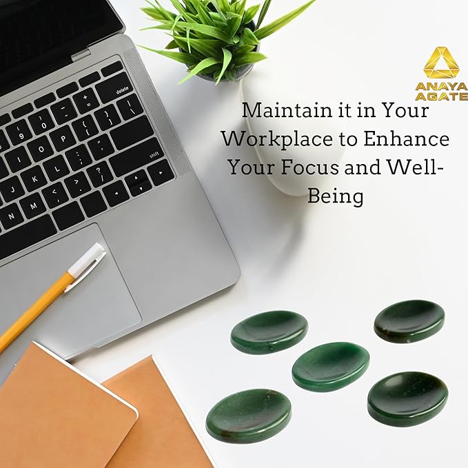 Green Jade Worry Stone – Natural Thumb Stone for Anxiety & Stress Relief – Healing Crystal for Meditation, Reiki, Positive Energy & Gift for Men and Women