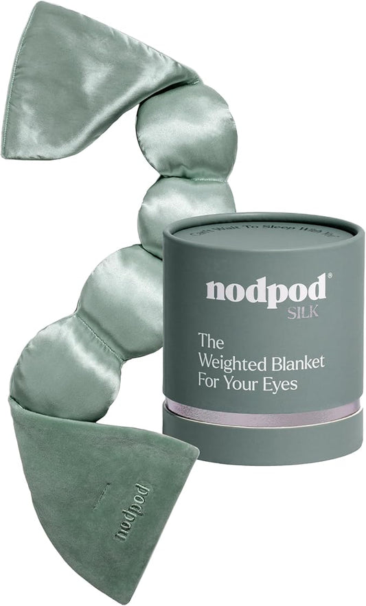 Nodpod Mineralized Silk Gentle Pressure Sleep Mask - Strap-Free, Light-Blocking Design for Sleep, Travel & Relaxation - Weighted Eye Pillow, Machine Washable (Willow)