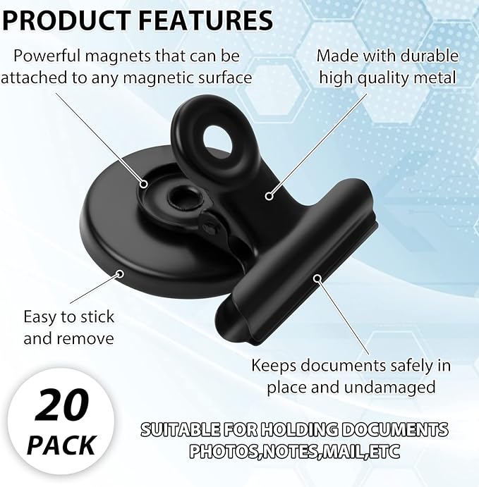 FINDMAG 20 Pack Fridge Magnets Refrigerator Magnet, Heavy Duty Refrigerator Clips, Whiteboard Magnets, Magnetic Christmas Light Clips for Whiteboard, Fridge, Kitchen, Office