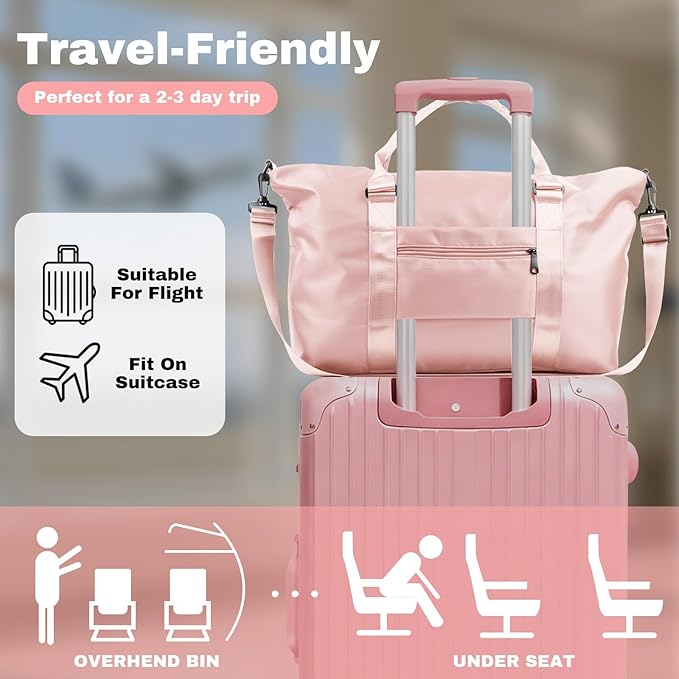 Women's Weekender Duffel Bags, Travel Totes Bag for Airplane Essentials, Overnight Bags for Women with Trolley Sleeve, Large Carry On Hospital Bag for Labor and Delivery, Sport, Gym