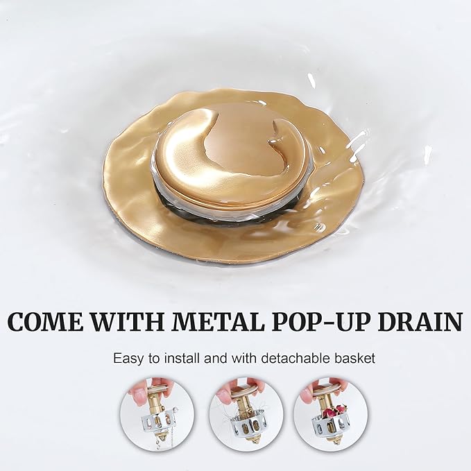 Ultimate Unicorn 8 inch Bathroom Faucet Champagne Bronze, Waterfall Bathroom Sink Faucet with Metal Pop-up Sink Drain Stopper and 2 Supply Hoses, DJS-MP-3JT-CG-PB-C