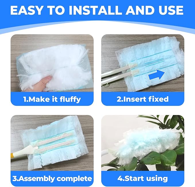 10 Pack Duster Refills Compatible with Swiffer, Disposable Microfiber Replacement Heads for Multi-Surface Cleaning on Blinds, Furniture & Fans, Blue (No Handle)