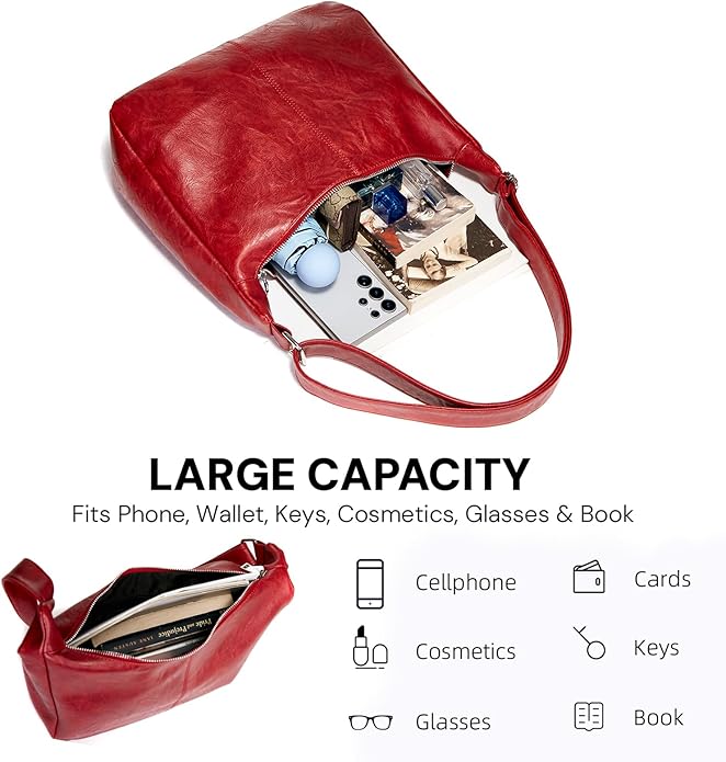 celestina Hobo Bags for Women, Ultra Soft Foldable Vegan Leather Shoulder Handbag, Stylish Slouchy Tote Purses
