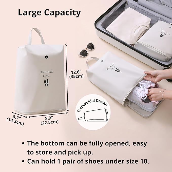 tianzong Shoe Bags for Travel, Water-resistant Shoe Storage Organizer with Zipper for Men and Women (Pink, T400-Beta)