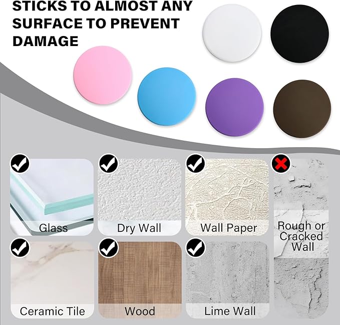 2" Wall Door Handle Stopper, 12PCS Black Self Adhesive Wall Protector Rubber Door Bumpers, Solution for Stopping Damage from Doors Knobs, Shock Absorbent and Noise Reduction