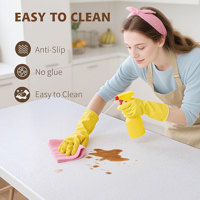 Shelf Liners for Kitchen Cabinets 23.6in x 39.37FT, Non-Adhesive Drawer Liner, Pure White Thickened Shelf Liner, Non-Slip, Easy to Clean for Toolbox, Refrigerator with Knife and Tape Measure
