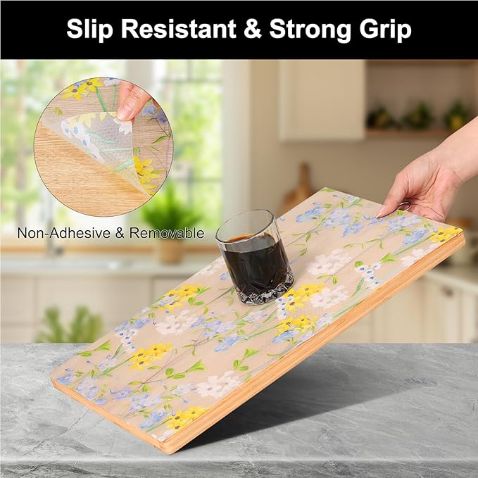 Cooyes Shelf Liner - Premium Non-Adhesive Cabinet & Drawer Liner for Kitchen - Waterproof Shelf Paper with Modern Pattern - Durable EVA Cabinet Mat - Easy to Cut (11.8" W x 118" L)