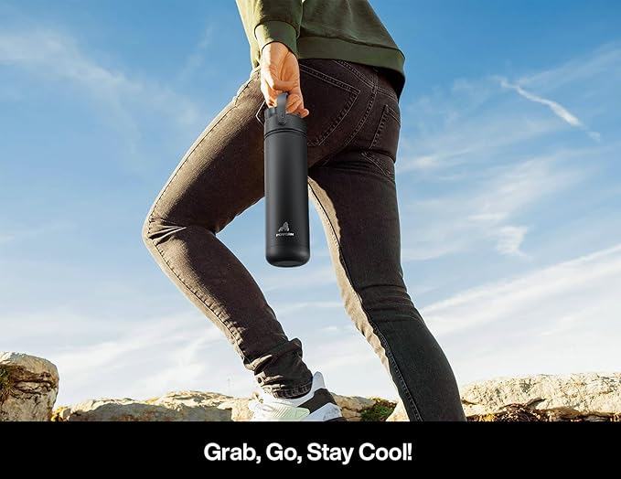 POWCAN 26 oz Insulated Water Bottle with 2-in-1 Straw and Spout Lid, Keep Cold 24H, Leak-Proof, Fits in Car Cup Holder, Stainless Steel Water Bottle for Sports, Travel, Gym, Gift, and School (Mariner)