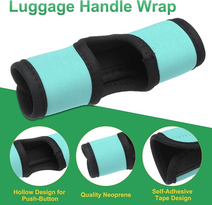 uxcell Luggage Handle Wrap, 2 Pcs Hollow Neoprene Handbag Grip Cover Protector Luggage Identifiers Suitcase Handle Wraps for Luggage Suitcase Travel Bags, Cyan