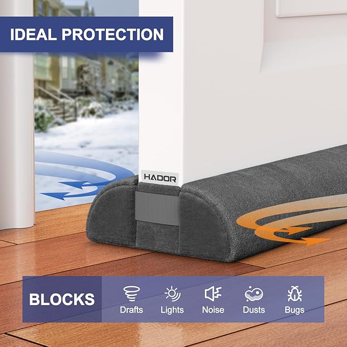 2 Pack Door Draft Stopper for Bottom of Door, 36 Inch Under Draft Air Noise Light Blocker 30"- 36" Double Side Triangle Soundproof Sweep Filler Seal Gap up to 1.7" for Patio Sliding Door, Black
