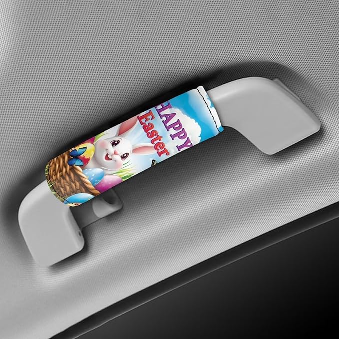 KUIFORTI Easter Luggage Identifiers for Suitcases Bunny Set of 2 Pcs Luggage Handle Wraps Cute Suitcase Protective Cover Non-Slip Luggage ID Tags Door Handle Protection