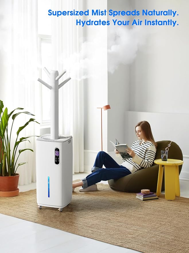 26L/5.7Gal Humidifier Large Room 3000 ft², Supersized Cool Mist, 38H Quiet Humidifiers for Bedroom, 2000mL/h Mist Output, Touch/Remote Control, Humidifiers for Home, Whole House, Plant, White