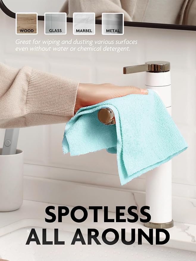 Fantasticlean Microfiber Cleaning Cloth Roll - 75 Pack, Tear-Away Microfiber Towels, 12" x 12", Reusable, Washable, Scratch-Free, Ultra-Absorbent Dishcloth for All-Around Cleaning Supplies (Blue)