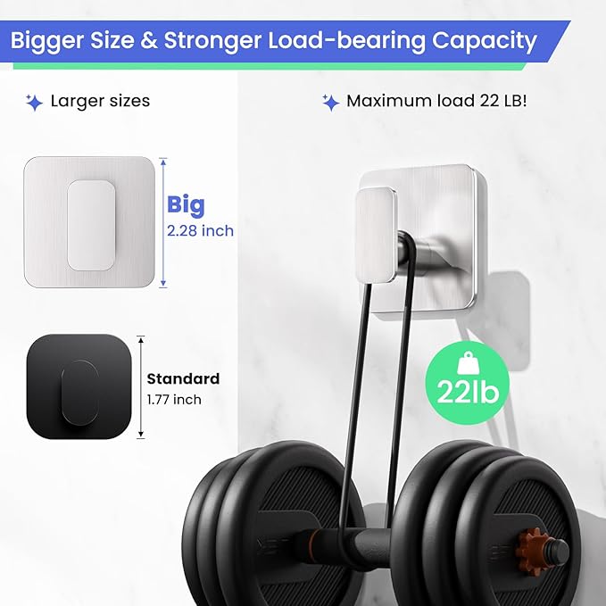 Silver Hooks for Hanging Heavy Duty, Adhesive Hooks for Shower, Bathroom, Kitchen, Robe, Towel, Coat, Waterproof & Rustproof Hook for Walls No Damage, Sticky Wall Towel Hooks - 4 Pack
