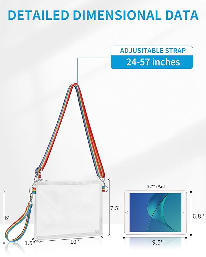 Bagenius Clear Bag for Stadium Events, Clear Purse with Detachable Strap, Sports fan Handbag Purses for Game Day and Concert