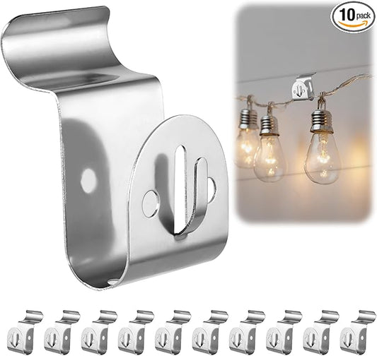 HUXOR 10 Pack Vinyl Siding Hooks, Vinyl Siding Hangers with Double Hooks, No Hole Needed, Heavy Duty Siding Clips for Hanging Lights, Wreaths, Outdoor Decor, Holds Up to 20 lbs