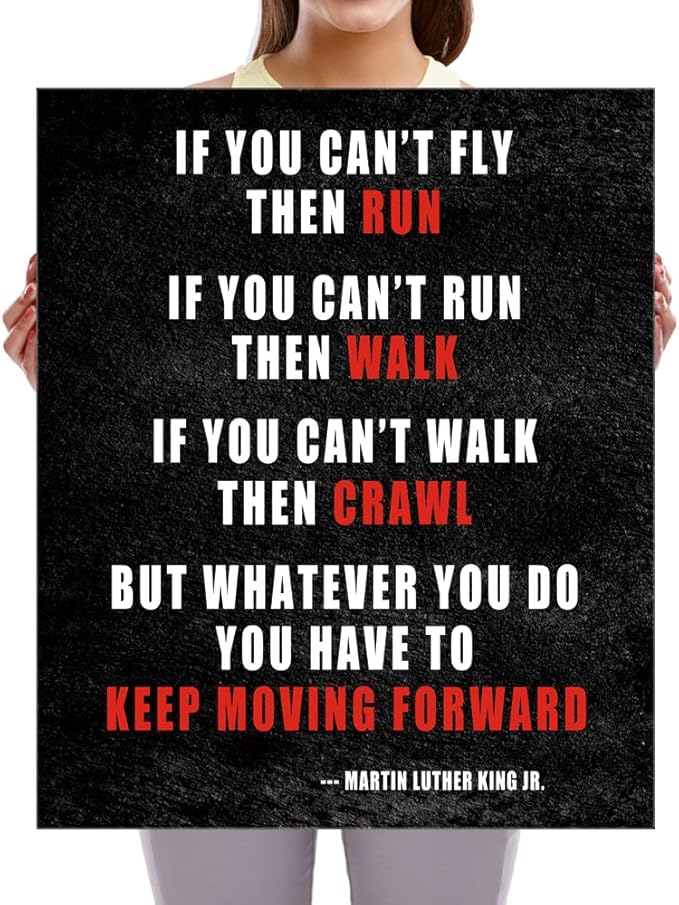Pyradecor Keep Moving Forward Motivational Classroom Positive Quotes Inspirational Poster Canvas Prints Wall Art for Office Living Room Home Decorations