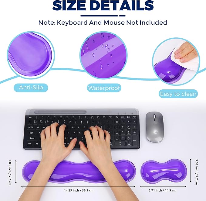 ABRONDA Gel Wrist Rest for Keyboard and Mouse, Keyboard Wrist Rest, Mouse Wrist Support, Pain Relief, Cool Touch, Non-Skid, Mouse Wrist Pad