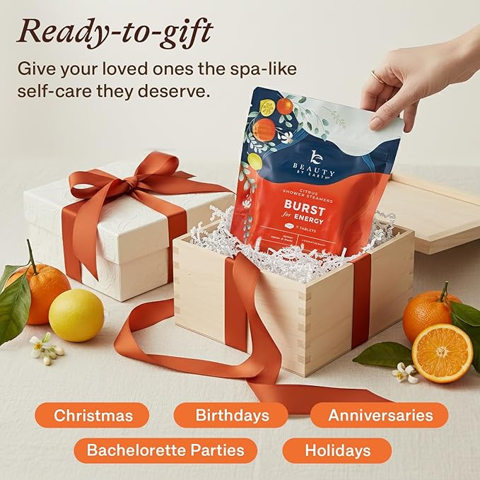 Shower Steamers Aromatherapy - USA Made with Natural Ingredients & Citrus Essential Oil, Long Lasting Shower Bombs for Energy Boost, Gift Set for Women & Men, Spa Gifts & Shower Accessories