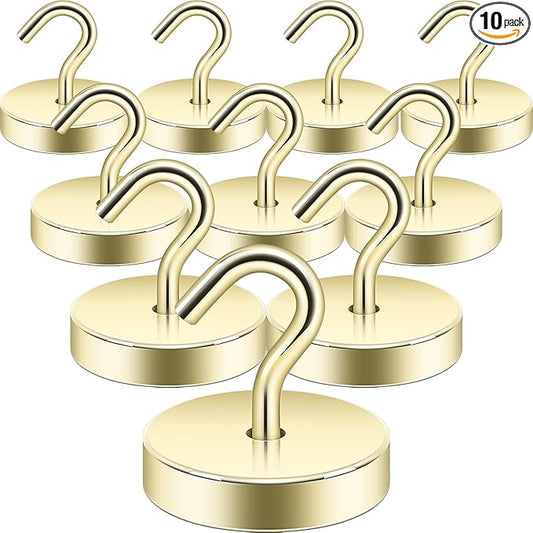 Neosmuk Magnetic Hooks, Cruise Ship Essentials, 100lb+ Heavy Duty Magnetic Hooks for Cruise Cabins, Refrigerator, Grill, Hanging, and Travel | Extra Strong Must-Haves Magnet Hook,Gold