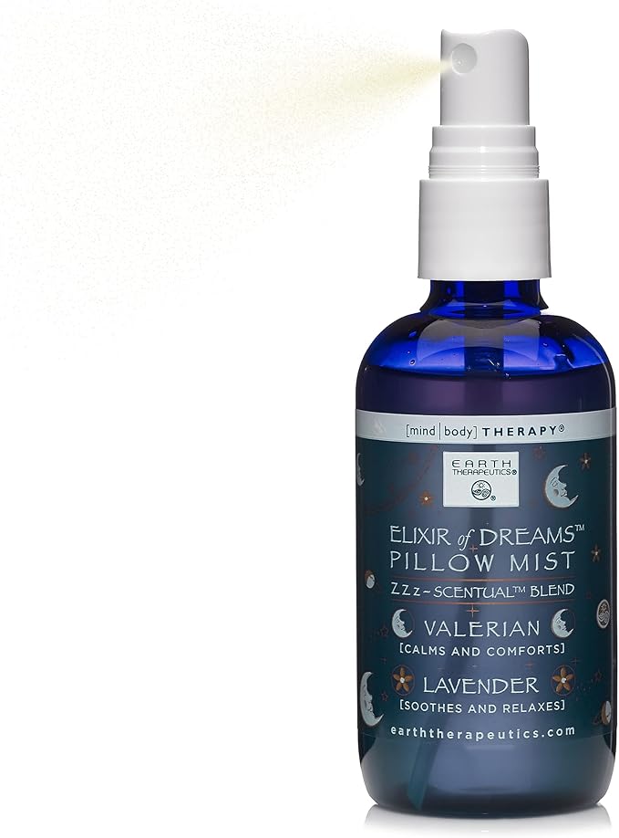 Earth Therapeutics Elixir of Dreams Pillow Mist – Natural Mist with Therapeutic Essences of Valerian Root & Lavender – Natural Relaxation Aid