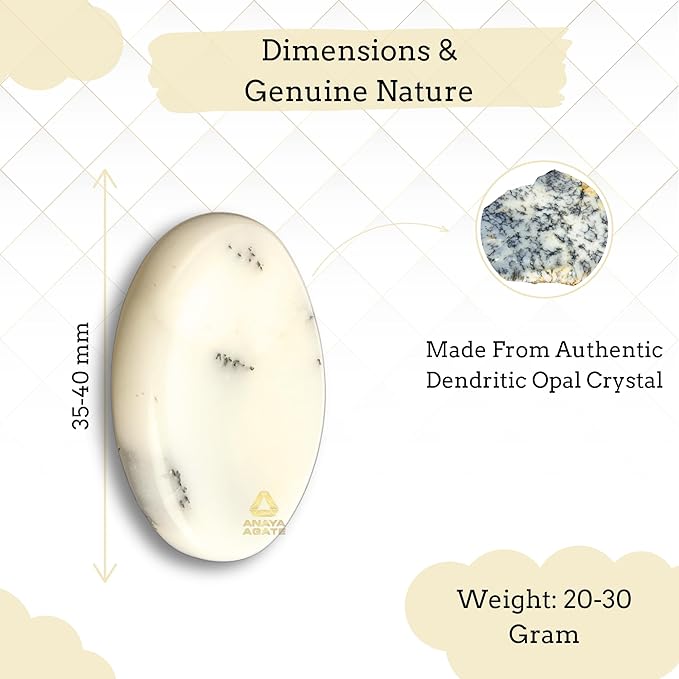 Dendritic Agate Worry Stones – Crystal Thumb Worry Stone for Anguish, Stress – Relaxing and Soothing Balance Stones for Meditation, Stress Relief – Healing Stones and Crystals for Men and Women