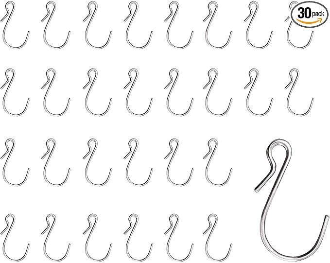 HNYYZL 30 Pack S Shaped Hooks Stainless Steel Metal Hangers Hanging Hooks for DIY Crafts, Hanging Jewelry, Key Chain, Tags, Fishing Lure, Net Equipment