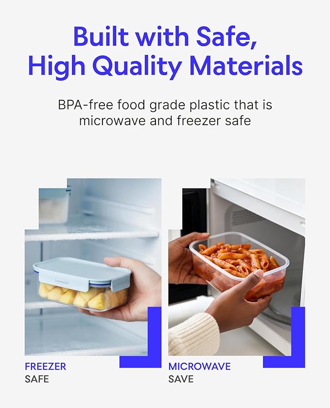 LocknLock Classic-Plus Plastic Food Storage Container | Airtight Plastic Food Storage Containers with Lids | BPA Free Stackable Food Storage for Meal Prep, Leakproof, Freezer & Dishwasher Safe, 2.75L