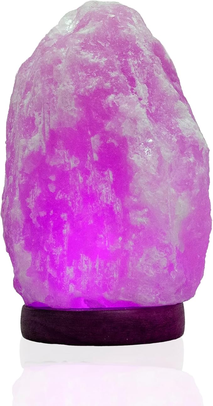 Salacia Himalayan Color Changing Salt Lamp, Night Light Lamp, Crystal Pink Large USB Salt Rock Lamp for Home Decor, USB Himalayan Salt Lamps with Wooden Base, Salt Lamp