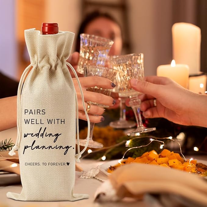 Engaged Engagement Bridal Shower Gifts for Couples Women Wedding Planning Wine Bag Engagement Party Decorations for Bride Pairs Well With Wedding Planning Wine Accessory Sets