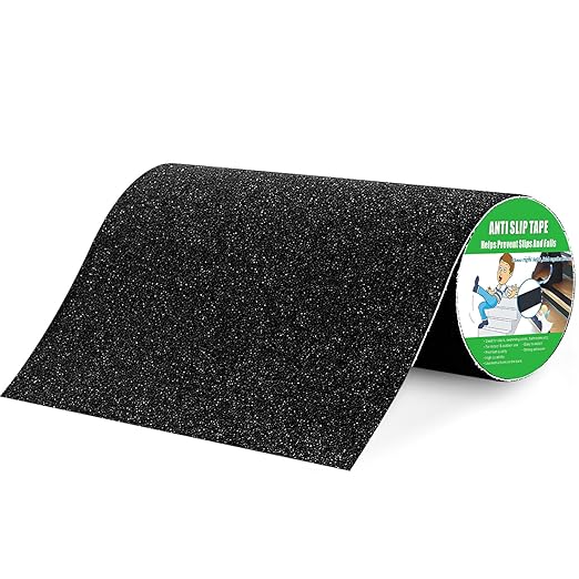 Anti Slip Tape, High Traction, Strong Grip Abrasive, Not Easy Leaving Adhesive Residue, Indoor & Outdoor (12" Width x 190" Long, Black)