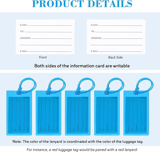 10 Pack Luggage Tags for Suitcases, Airplane Travel Essentials for Flying, International Travel Must Haves, and Luggage Accessories by Sodsay