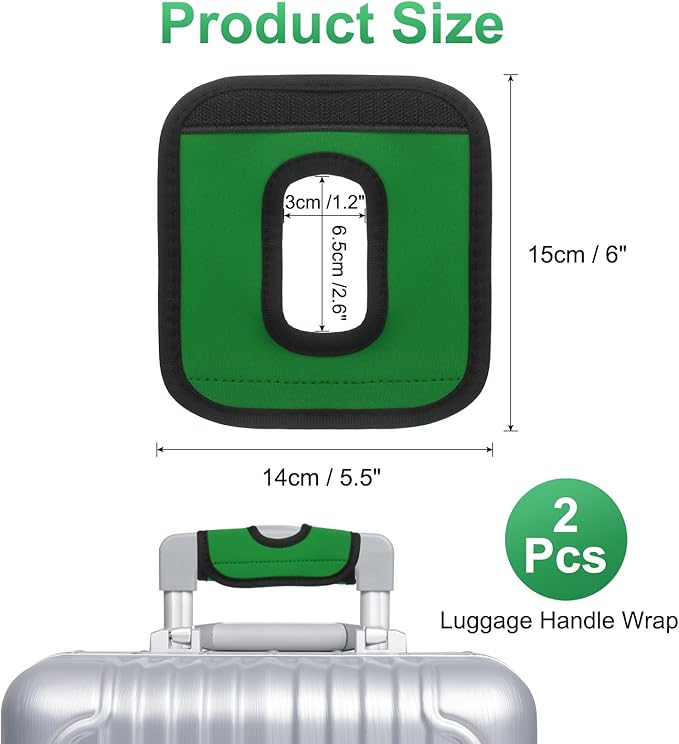 uxcell Luggage Handle Wrap, 2 Pcs Hollow Neoprene Handbag Grip Cover Protector Luggage Identifiers Suitcase Handle Wraps for Luggage Suitcase Travel Bags, Dark Green