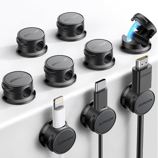 9 Pack Cable Management Cord Holder, JOYROOM Magnetic Cable Clips Adhesive Wire Hider, Cord Organizer for Desk Bedside Nightstand Table Desktop USB Wall Car Office Workspace Accessories, Black