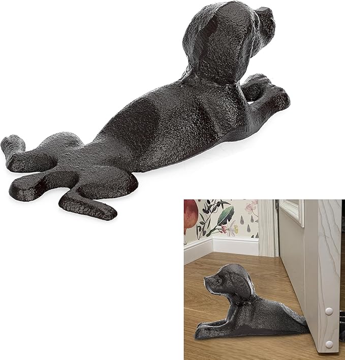 Sumnacon Cast Iron Door Stop - Heavy Duty Rustic Door Stopper, No Drilling Required, Vintage Metal Door Wedge for Floor Surface in Home, Office, Commercial, and Industrial Settings - Dachshund Design