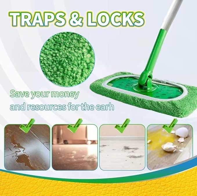 8 Pack Chenille Mop Pads, Reusable Microfiber Mop Refills for 10''–12'' Flat Mops, Washable Wet & Dry Floor Pads for Hardwood, Tile, Compatible with Swiffer Sweeper