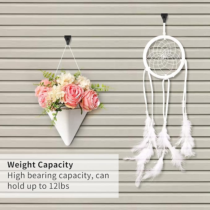 Biaungdo 12 Pcs Vinyl Siding Hooks, Heavy Duty Stainless Steel Black Vinyl Siding Hangers, No Hole Needed Low Profile Siding Clips for Hanging Wreath, Outdoor Decorations