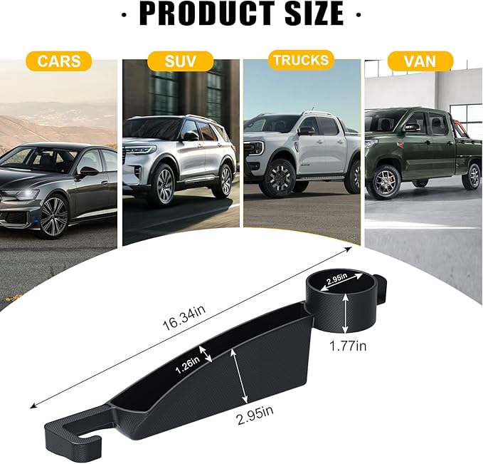 Car Seat Seat Filler 2-Piece Set to Fill the Void Between the Seat, Seat Blocker to Prevent Items from Dropping, 4-in-1 Multifunctional Water Cup Holder Hook, Large Capacity Storage, Universal for SUV, Sedan, Truck
