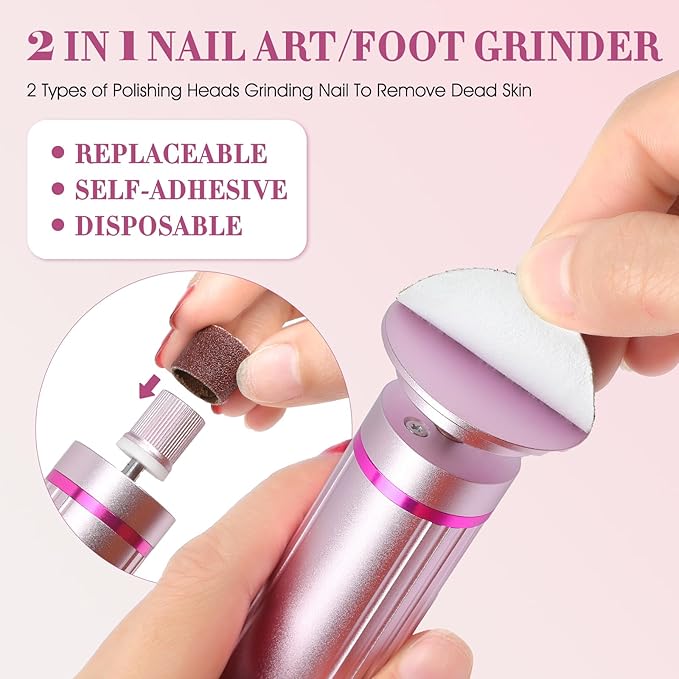 Electric Foot Callus Remover, 2 in 1 Callus Remover for Feet, 9 Adjustable Speeds with Sandpaper Disk and Nail Drill Bits, Digital Display, Rechargeable Pedicure Tools for Dead Skin(Pink)