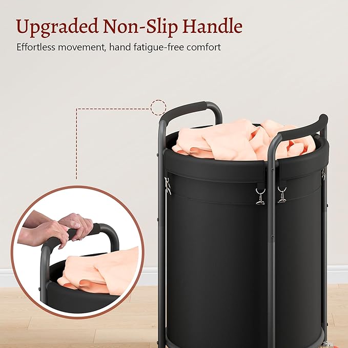 FAVOOSTY Laundry Hamper with Shelf, 70L Laundry Basket Organizer, Laundry Hamper with Shelf, 2 Section Laundry Sorter for Laundry Room Organization (Black1)