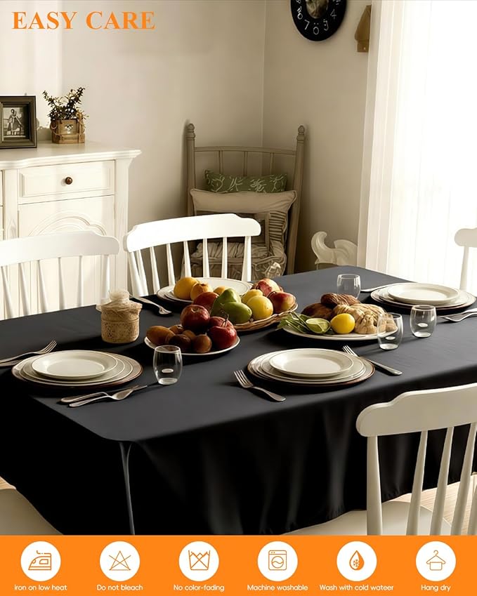 Goodluck 2 Pack Black Tablecloth 90 x 132 Inch – Rectangular Polyester Table Cloth, 6-8 Ft Tables – Reusable, Machine Washable Cover for Wedding, Birthday, Party Banquet and Event Decoration
