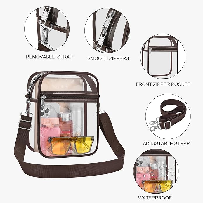 USPECLARE Clear Purse Stadium Transparent Messenger Bag Stadium Approved for Men and Women Clear CrossBody Bag